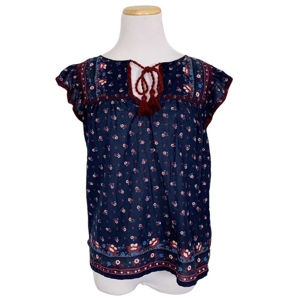 𝅺J. Crew Point Sur Flutter Sleeve Peasant Top Size XS